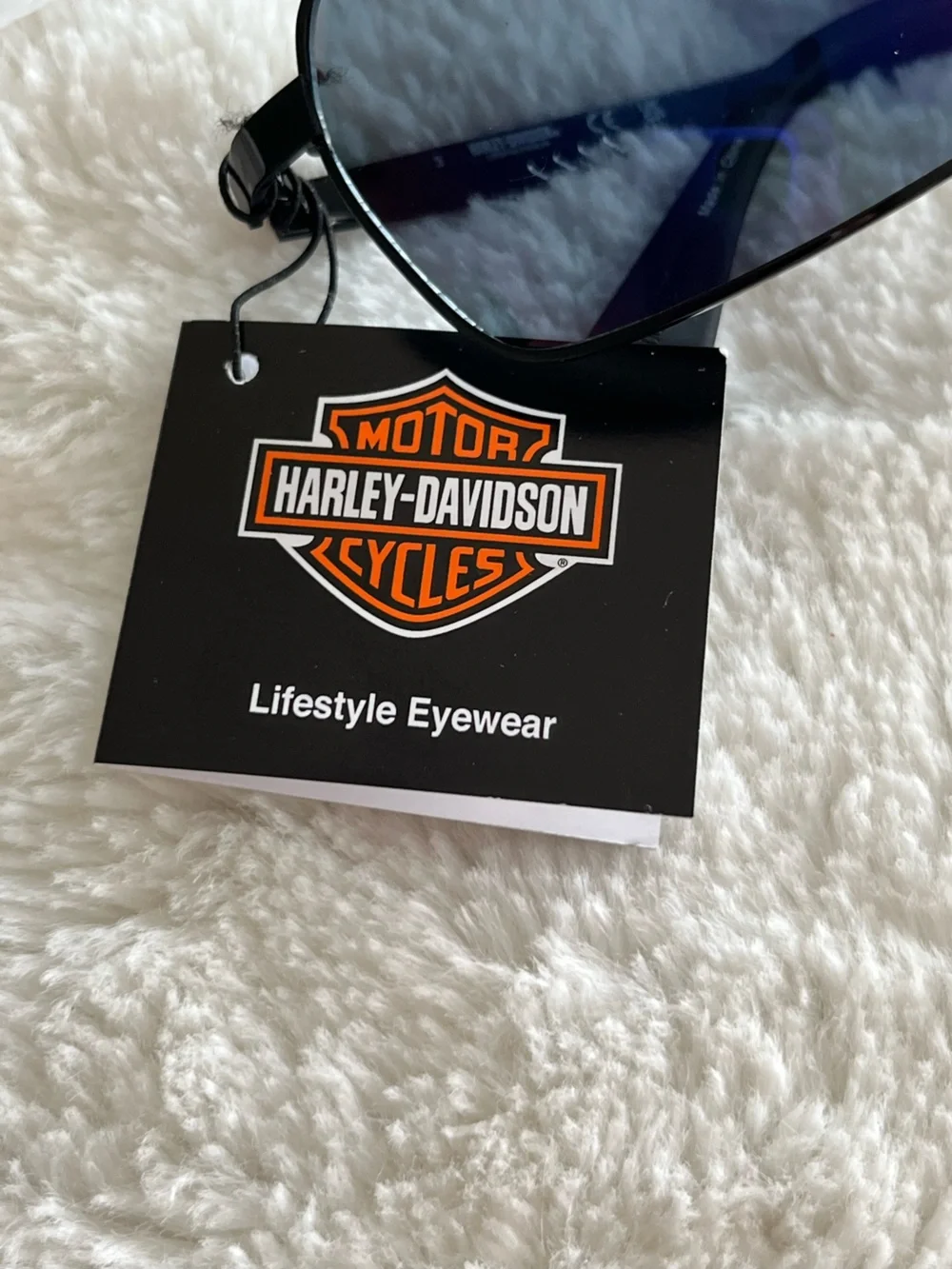 NWT Harley-Davidson Black Frame Sunglasses with Blue-Purple Reflective Lenses